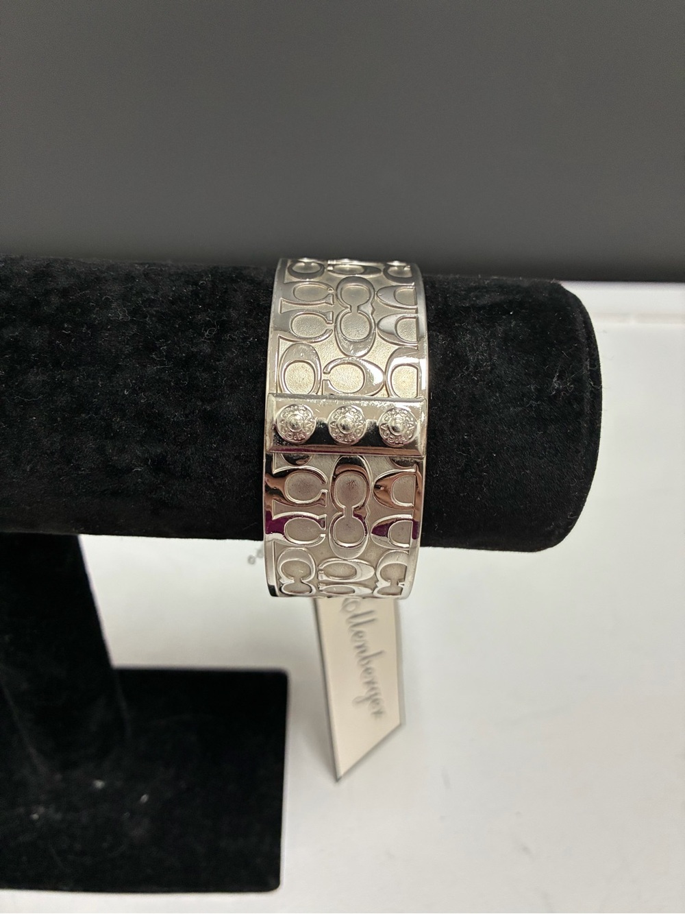 Coach Silver-Tone Patterned Bangle Bracelet